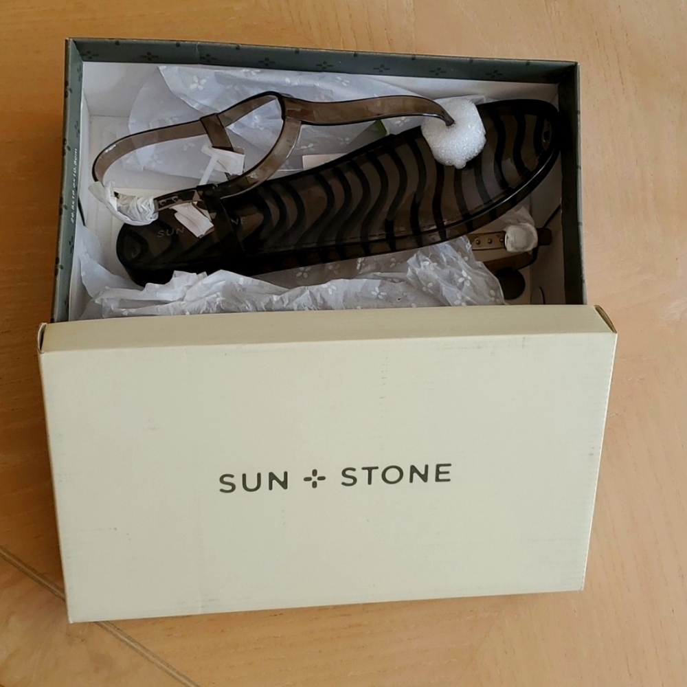 Sun & Stone Clear Black Jelly Sandals.
